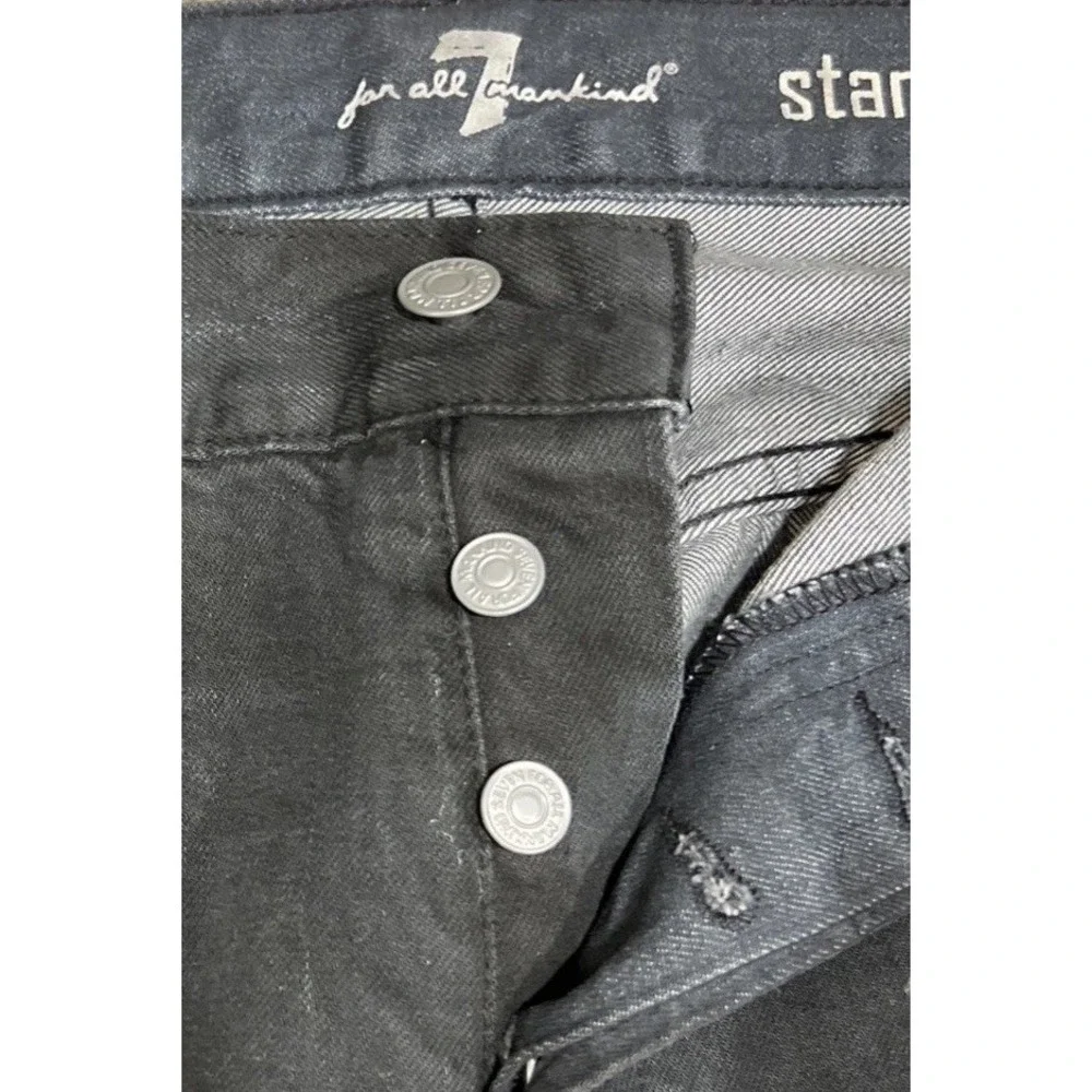 7 For All Mankind Standard Straight Leg Jeans Mens Black Denim Button Fly 34x33